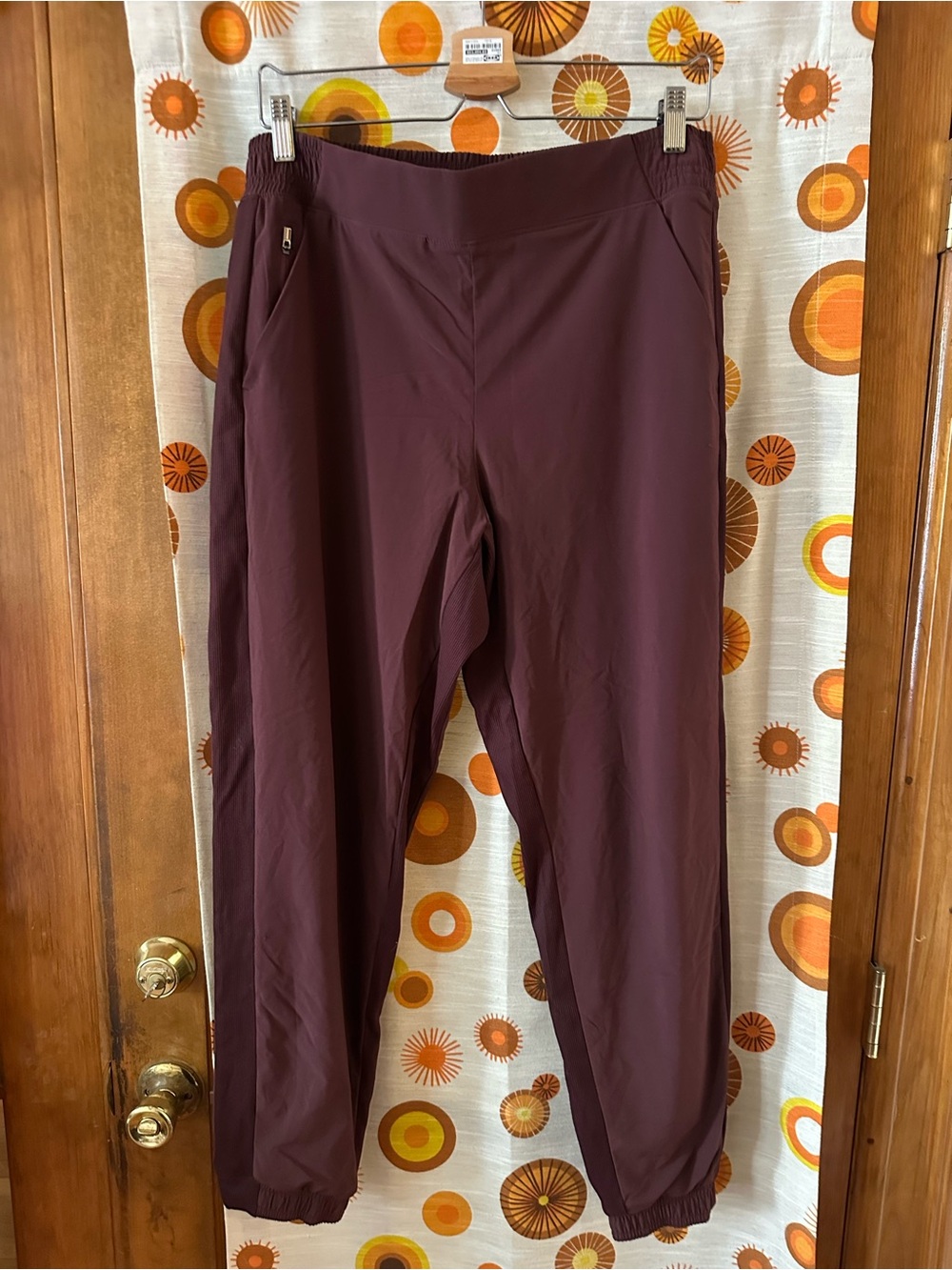Athleta Burgundy Elastic-Waist Jogger Pants
